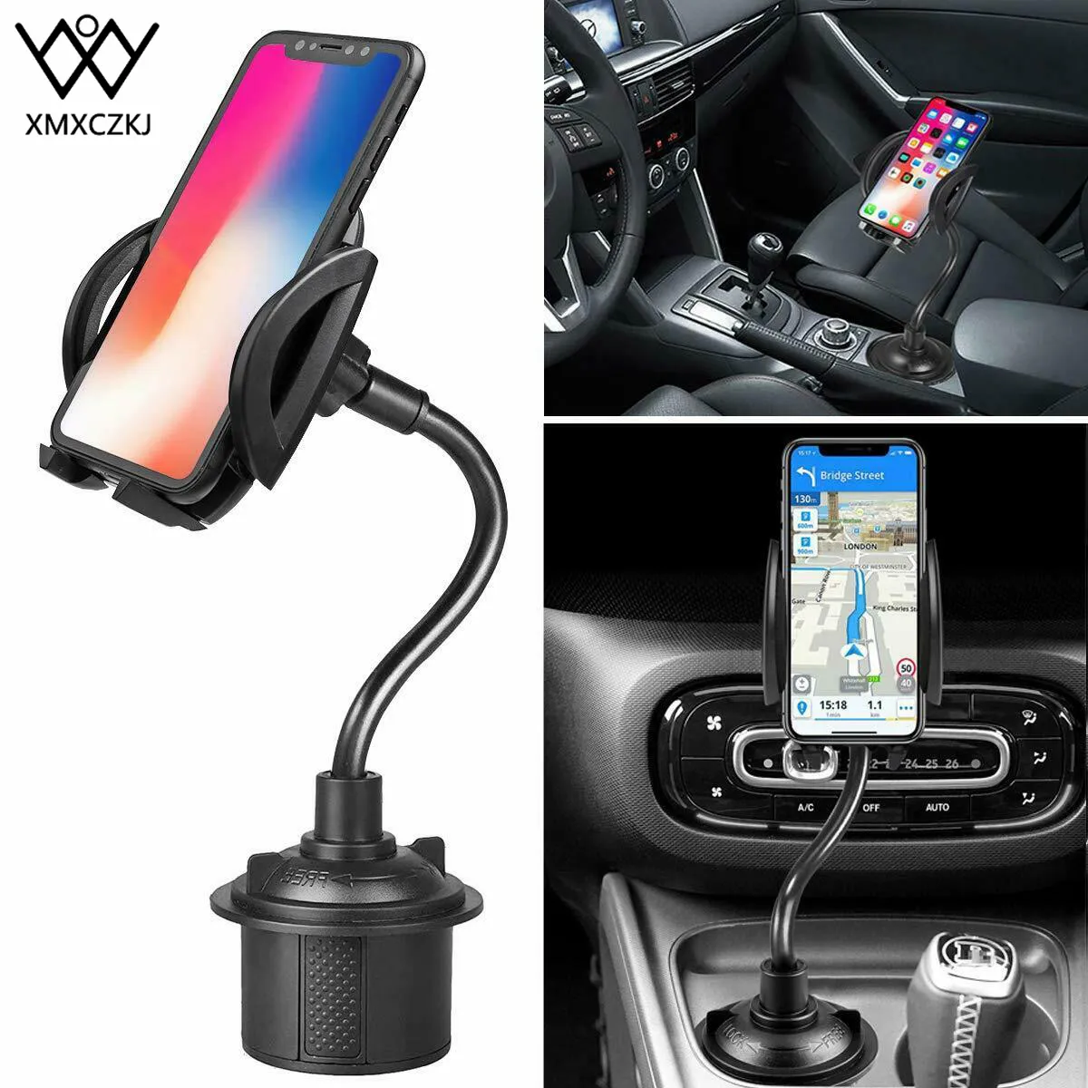 Xmxczkj Mobiltelefon Universal Justerbar Gooseneck Cup Cradle Car Mount Smartphone Holder