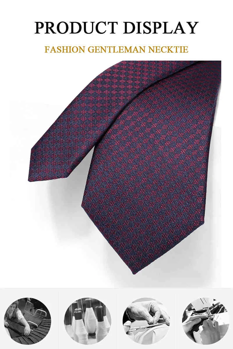 Бренд роскошный темно-красный клетчатый галстук для мужчин 8 см Свадебный бизнес мода платье костюм шелковый полиэстер мужской галстук с подарочной коробкой