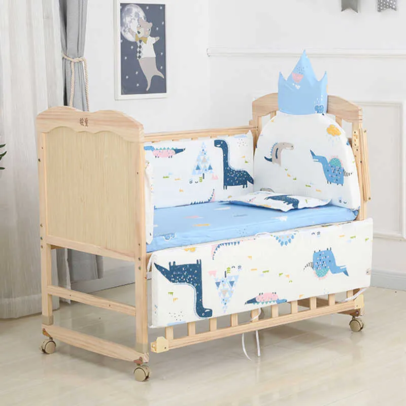 5st 11060 cm nyfödd baby sängkläder uppsättning för tjejpojke crib stötfångare protektor krona design baby lakan kudde5105665