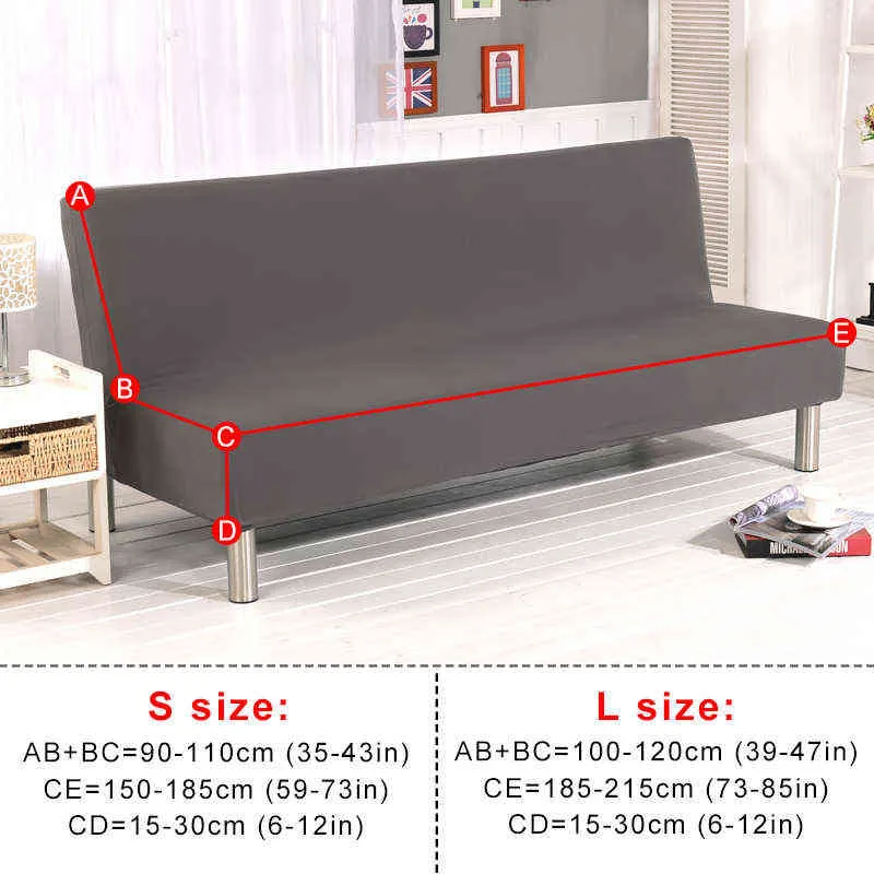 Grijze en zwarte sofa bed cover opvouwbare ling stoel stoel slipcovers stretch covers couch protector elastische futon bench covers 211116