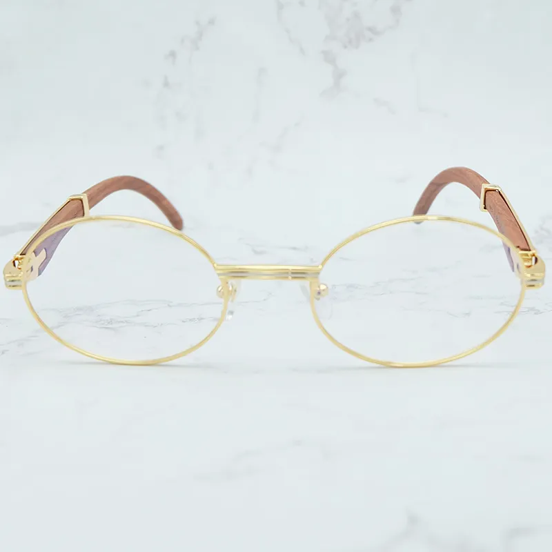 Designer solglasögon trä klara ögonglasögon för män retro ovala glasögon ram kvinnor herrtillbehör lyxguld optiska ramar2314363