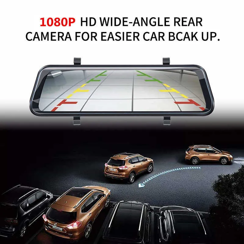 10"ips Screen Car Dvr Mirror Dash Camera Dash Cam Dual Lens Car Camera Full Hd Drive Recorder Stream Rearview Mirror New Arrive Car