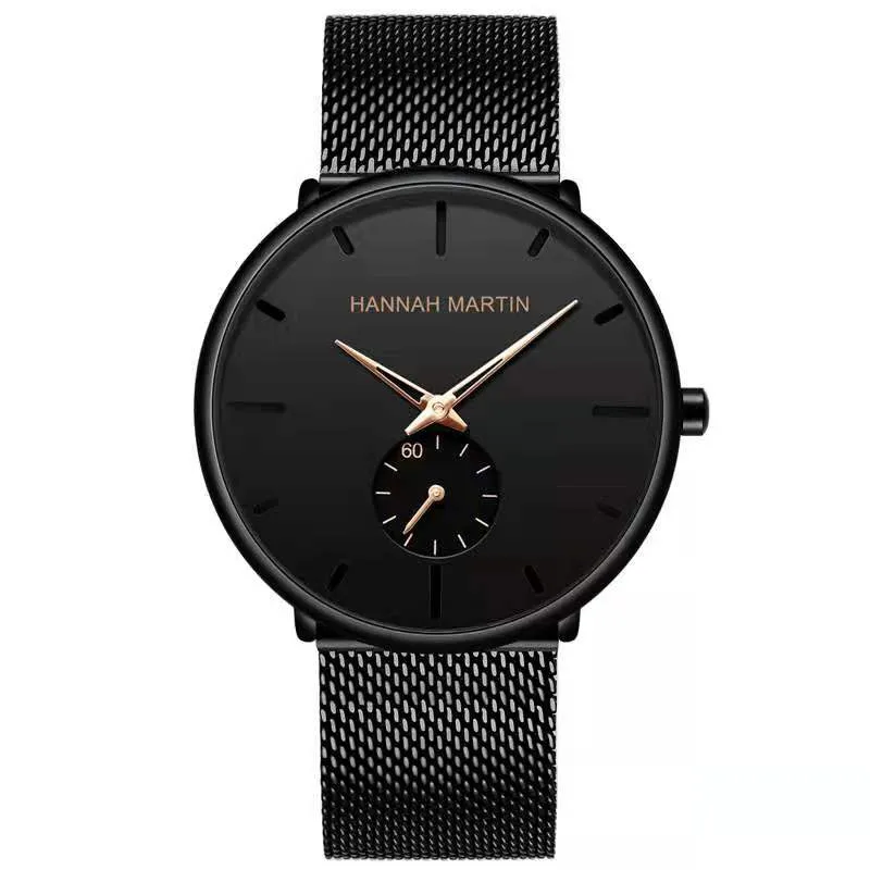 HM men's watches brand Hannah Martin 40mm high-quality women's and fashion template gold watch waterproof 3ATM Montre3011