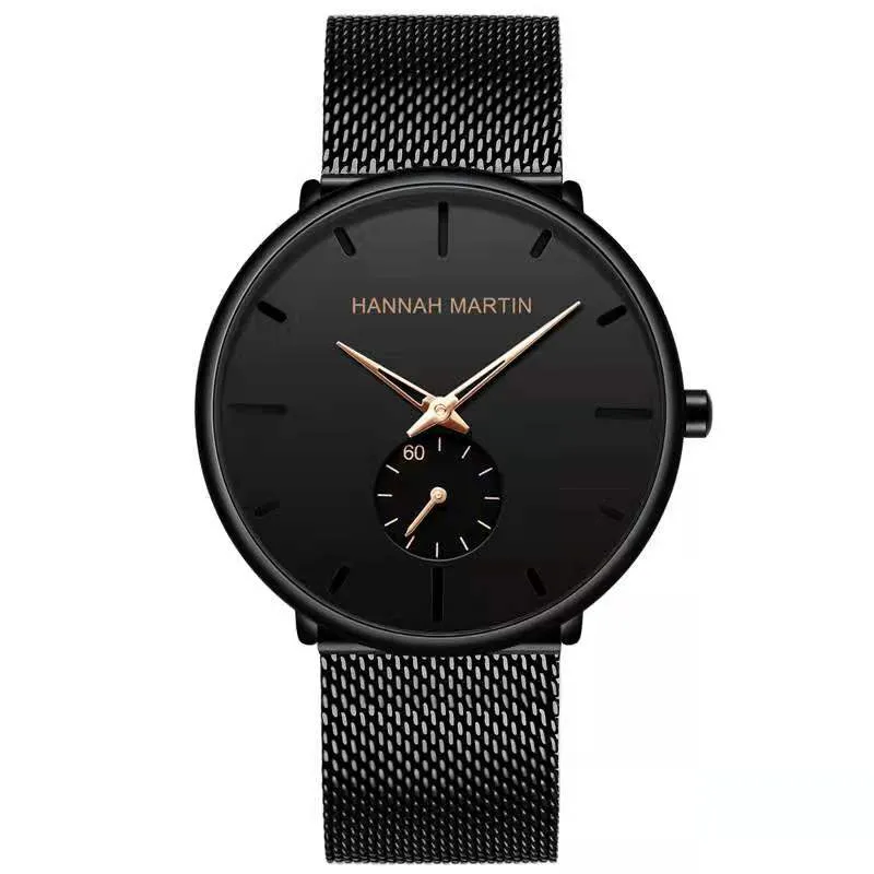 Relojes para hombre HM marca Hannah Martin 40 mm Reloj de oro con plantilla de moda y para mujer de alta calidad resistente al agua 3ATM Montre2978
