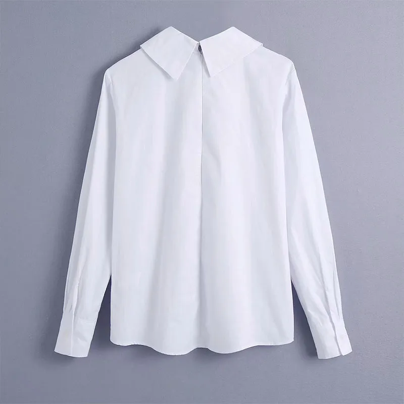 Kvinnor sommar mode vita skjortor toppar blusar långärmad sidoknappar nedbrytning krage kvinnlig casual topp blusas 210513