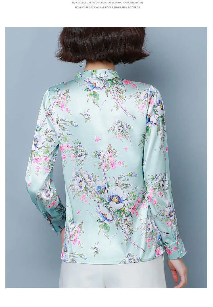Primavera coreana moda mulheres de seda blusas cetim cadin s tops e tamanho tamanho xxxl escritório senhora manga longa camisas 210531