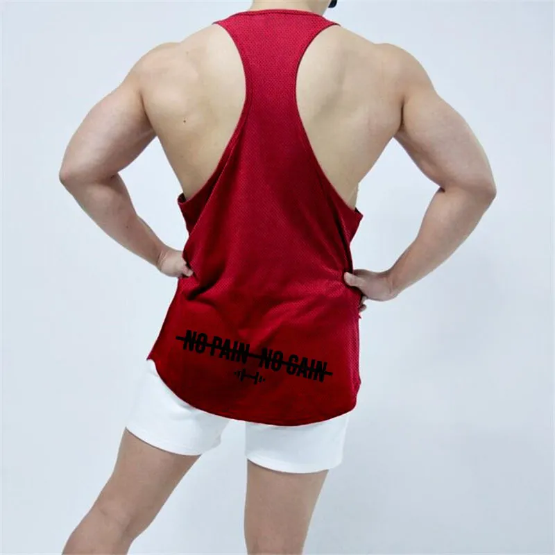 New Summer Running Vest Men Mesh Gym Abbigliamento Bodybuilding Canotte Training Camicia senza maniche Fitness Stringer Tanktop da uomo 210421