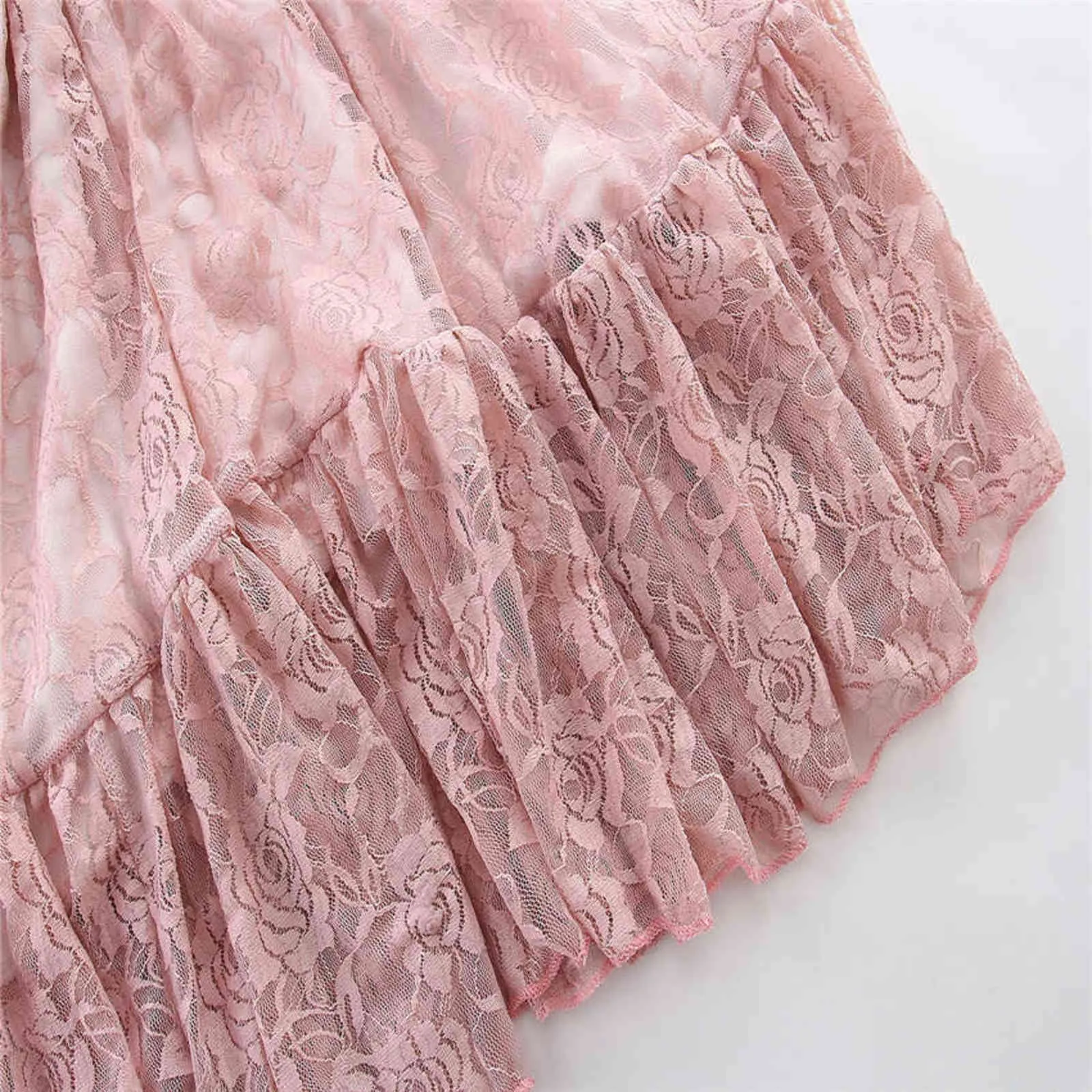 Barn Vår Långärmade Klänningar För Flickor Rosa Lace O-Neck Baby Girl Party Bow Princess Dress Toddler Teenage Barnkläder G1129