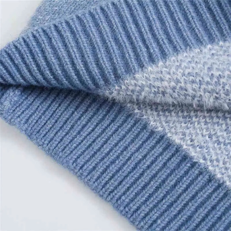 Casual vrouw losse blauwe wolken v-hals gebreid vest lente mode dames mouwloze truien meisjes zoete zachte knitwear 210515