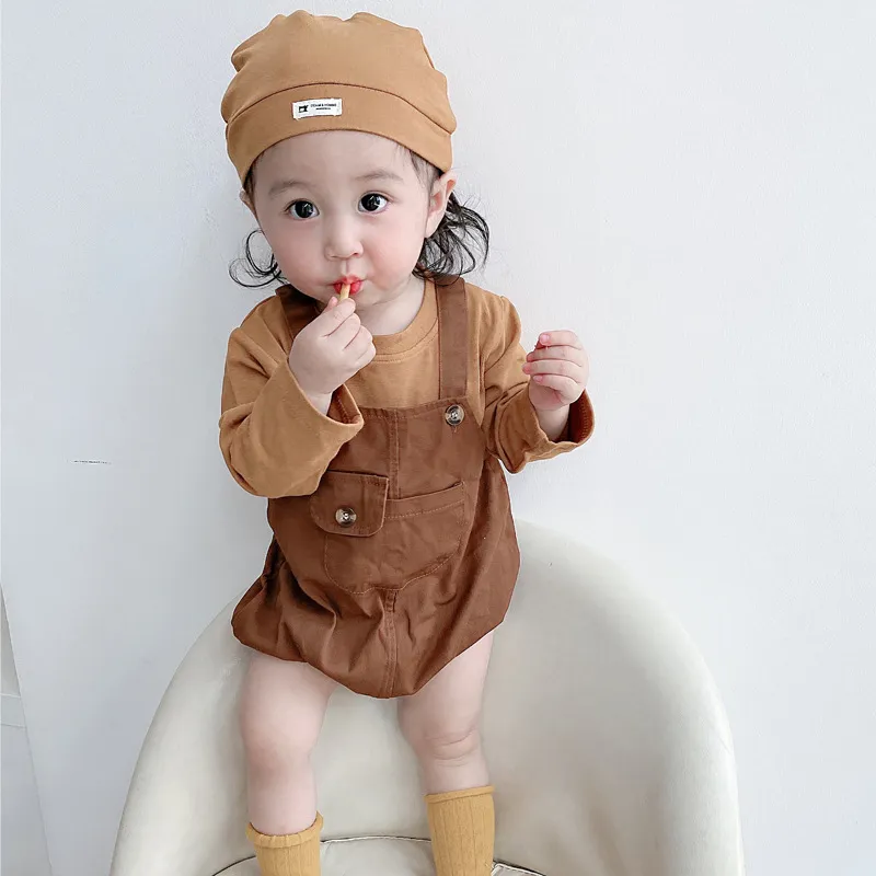 Enfant en bas âge bébé fille vêtements ensembles nourrissons vêtements nouveau-nés t-shirt body chapeau tenues été bébé filles tenues garçons salopette ensemble 210413