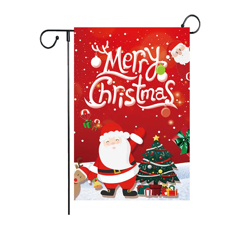 Bandiera da giardino pensile di Natale Babbo Natale Cartoon Bandiere da esterno Decorazione giardini Albero di Natale Festival Decorazioni feste Banner BH5168 WLY