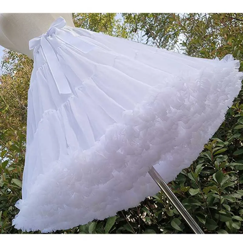 Süße Dame im Lolita-Stil, Cosplay, super flauschiger Prinzessinnen-Tutu-Rock aus Baumwolle, weiches Garn, Länge 45 cm, ohne Knochen, Wolken-Petticoat 210708