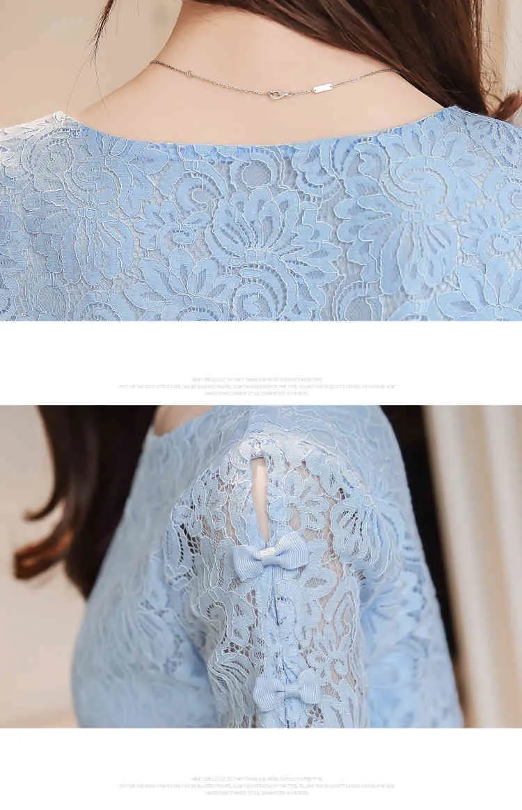 Estate Solido Pizzo Moda Donna Camicette Camicie Chiffon Elegante Bianco Azzurro Manica Corta Donna Top Blusas 0361 40 210521