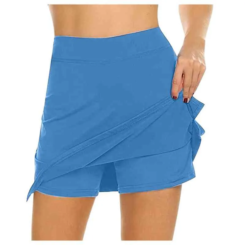 2022 Nouvelles femmes dames athlétiques tennis jupes de sport avec shorts taille haute robe courte plissée shorts d'entraînement jupe femme G220309