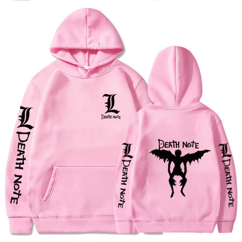 Death Note Anime Hoodie Pullover Toppar Långärmad dubbelsidig utskrift UNIEX Tyg Y0727