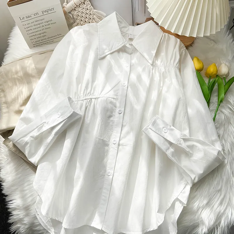 Qnpqyx Sense Sense Белая женская рубашка с длинными рукавами Блузки Новая весна и осень 2021 маленькая ретро-нишевая рубашка в стиле куртка