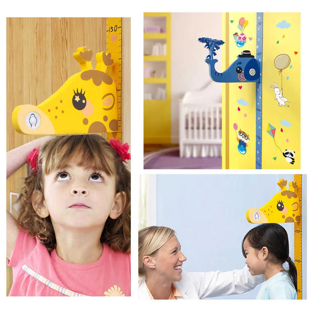 Amovible enfants 3D hauteur graphique mesure mur autocollant décalque pour enfants bébé dessin animé hauteur mesure stickers muraux pour chambre d'enfants 210914