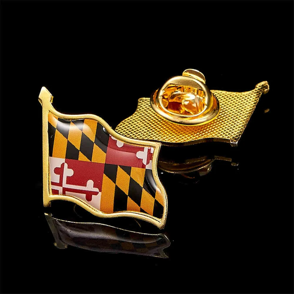 10 PZ USA Maryland Stato Bandiera Spilla Placcato Oro BadgePin Spilla Multicolore 1.9 cm * 2.1 cm