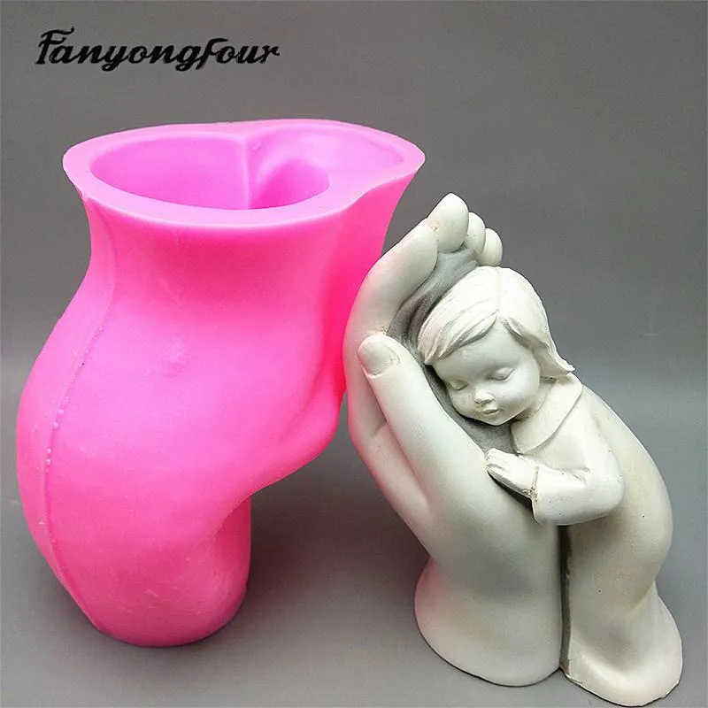 Cake Tools 3D Mother Love Hand Silicone Mold Fondant Harts Pips Chocolate Candle Candy3221