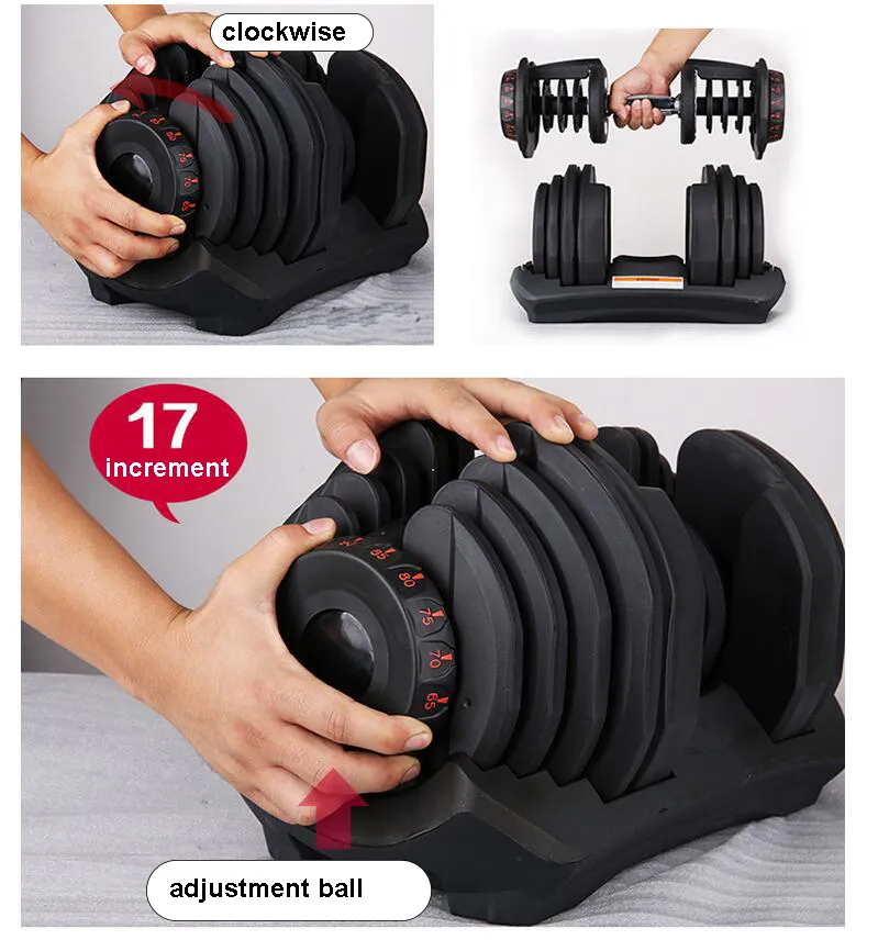 Adjustable Dumbbell Set 52.5 lb/24kg 90lb/40kg Workout Weights Exercise Steel Fitness Equipment Barbells Home Gym Machines Stronger Muscle Fast Adjust Comfortable
