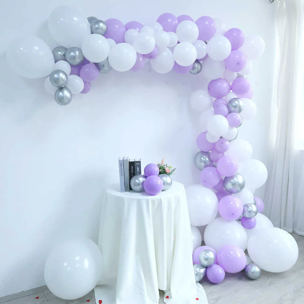 Pastel Balloon Garland Arch Kit Palloncini viola Compleanno Matrimonio Nuziale Baby Shower Anniversario Decorazione feste Forniture 210719