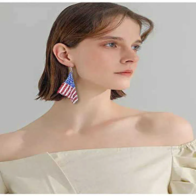 American Flag Earrings for Women Patriotic Independence Day 4th of July Drop Dangle Hook Earrings Fashion Jewelry Q07094316930