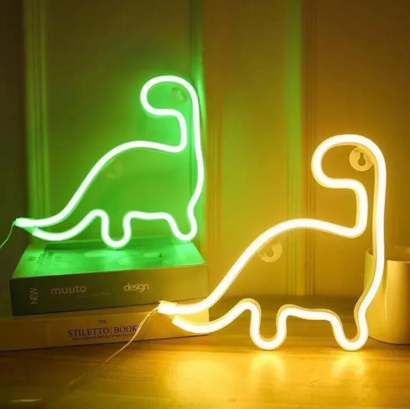 Night Light Dinosaure néon LED pour l'anniversaire de mariage de la fête de chambre murale suspendue pour enfants chambre à la maison