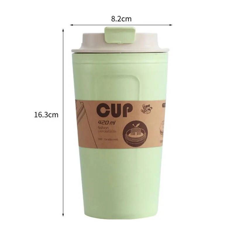 Tassen 420 ml Doppelwandige Isolierung Umweltfreundliche Kaffeetasse aus Weizenfaserstroh Reisebecher Auslaufsicheres Geschenk Ankunft 2021221Q