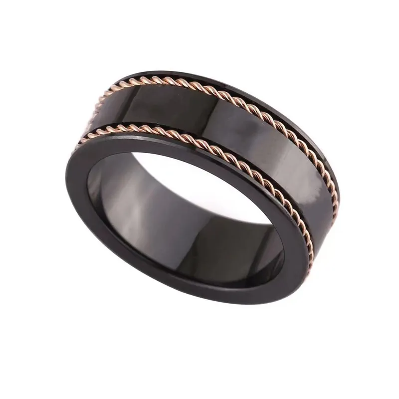 Bagues de créateurs en or rose hommes femmes blanc bague en céramique noire hommes de luxe bijoux charme lettre amitié Italie bijoux de mode wed228b