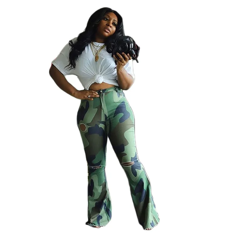 Autunno est Camouflage Tie Dye Pantaloni Harem con foro classico Pantaloni a vita alta Jogger Donna Pantaloni sportivi all'ingrosso M-4XL 210525