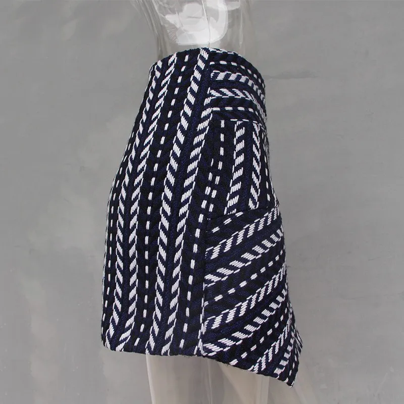 Woolen A-Linie Rock für Frauen Gestreifte Asymmetrische Patchwork Bodycon Mini Röcke Weibliche Herbst Mode Kleidung 210521