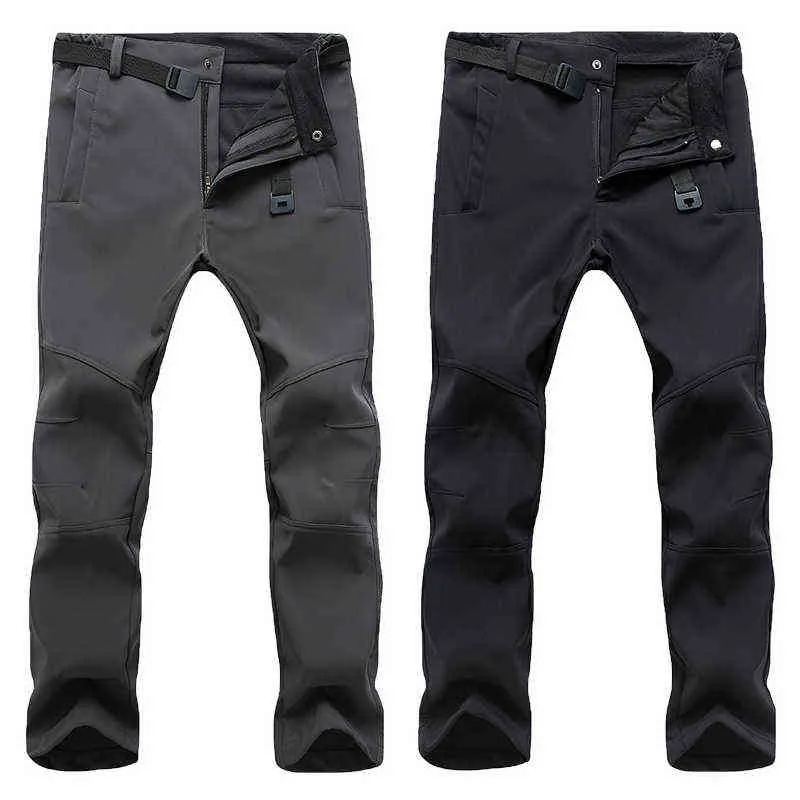 Men's Waterproof Overalls Winter Plus Velvet Warm Mountaineering Ski Pants Outdoor Windproof Sports Pants Tactical Trousers H1223