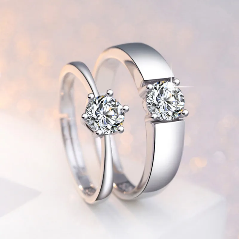 925 Sterling Silber Paar Ring SixJaw Zirkon Mode Öffnung Verstellbarer Ring Frauen Verlobung Hochzeit Schmuck 21050784075983902563