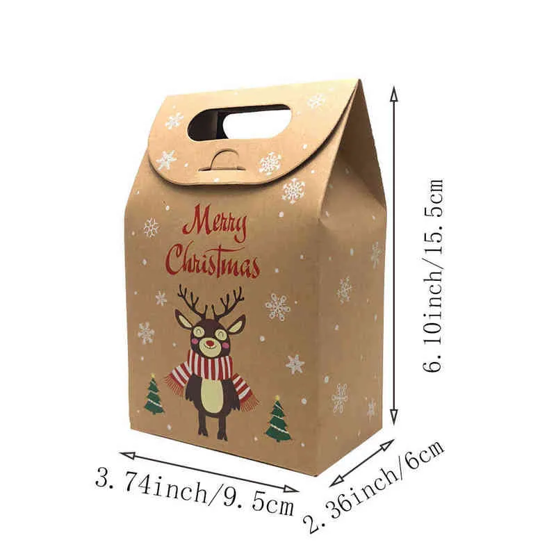 Noël Noël Claus Kraft Paper Sacs de nourriture Sac-cadeau Emballage Biscuit Biscuits Pain de biscuits Vu des collations à la cuisson à emporter sacs à emporter H1231