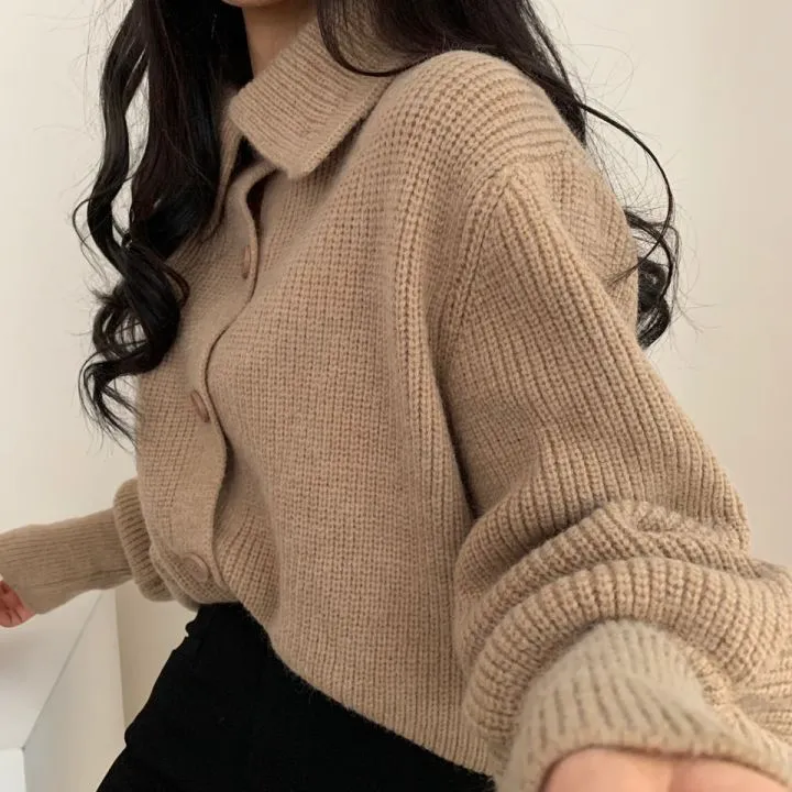 Winter Women Knitted Cardigan Sweater Korean Loose Long Sleeve Turtleneck Single Breasted Tops Ladies Cardigans 210513