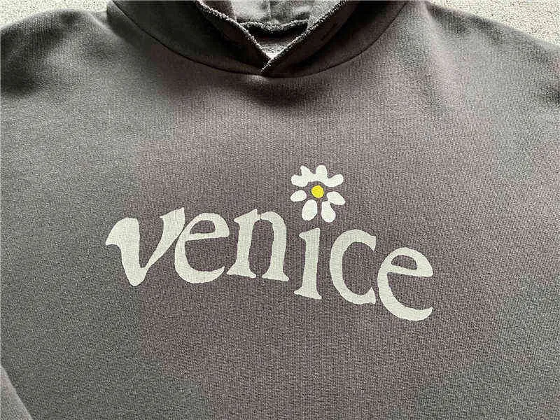 2021FW Venice be nice Vintage Hoodie Men Women 1:1 Top Quality Heavy Fabric Unisex Pullovers Sweatshirts G1207