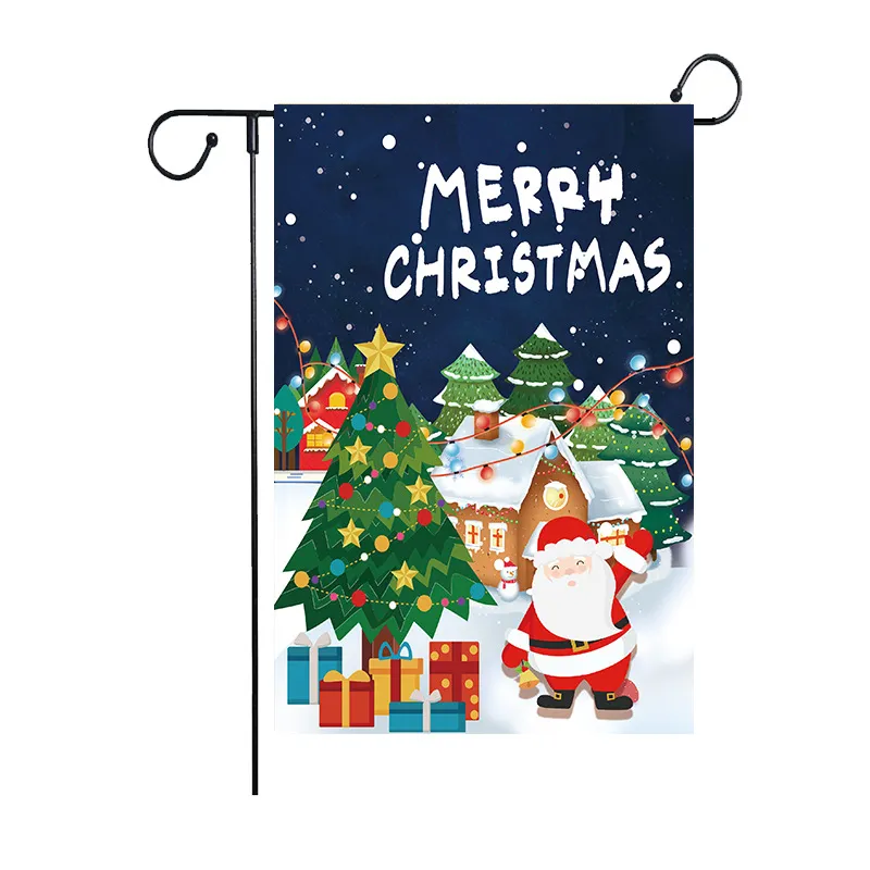 クリスマスの掛かる庭の国旗サンタクロース漫画屋外の旗庭園の装飾クリスマスツリーフェスティバルパーティーの装飾バナーBH5168