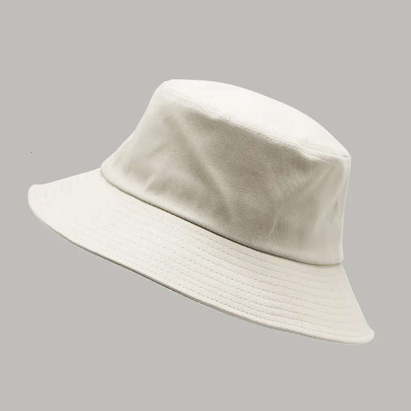 Cappello da sole da donna di grandi dimensioni con testa grande da donna Cappello Panama da pescatore in bianco in puro cotone più secchiello2774