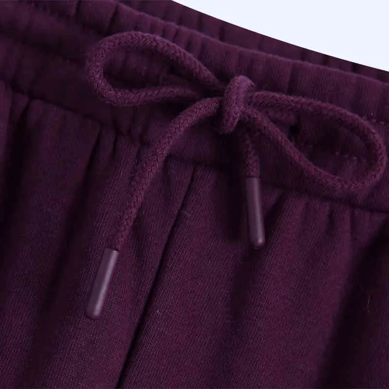 カジュアルな女性紫色の弾性ウエストスポーツパンツ春のファッションレディースソフトジョギングパンツガールズシックな基本210515