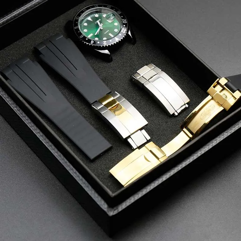 Bracelets de montre bracelet en caoutchouc accessoires pour hommes et femmes boucle pliante pour GMT Ghost King Sports de mer profonde Silicone250a