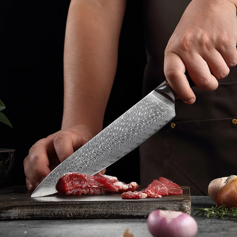 XITUO 1-Coltelli Set Damasco Chef Coltello Affilato Giapponese Sankotu Mannaia Disossamento Gyuto Coltello Da Cucina G10 Maniglia Strumento di Cottura