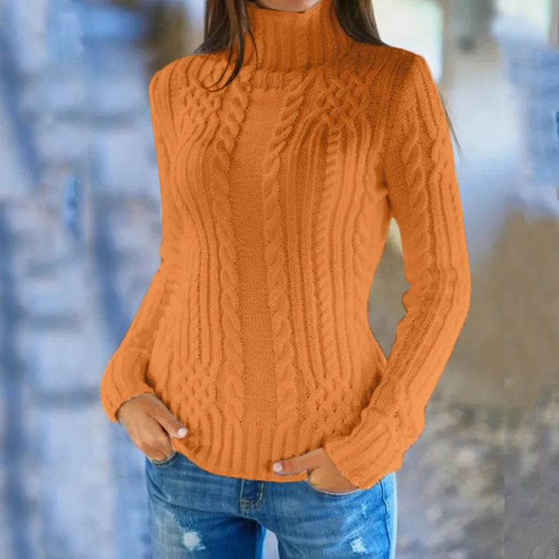 Дизайн мода осень зима сплошной серый водолазка плюс размер свитера для женщин повседневная длинная рукава вязаные пуловеры для дамский прыжок
