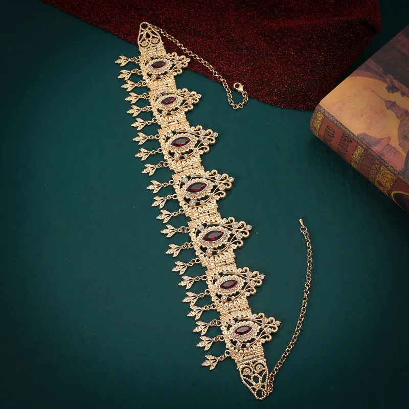 Árabe de cabelo nupcial jóias metal borlels cadeia para mulheres argelina tradição casamento acessórios de dama de honra 220224