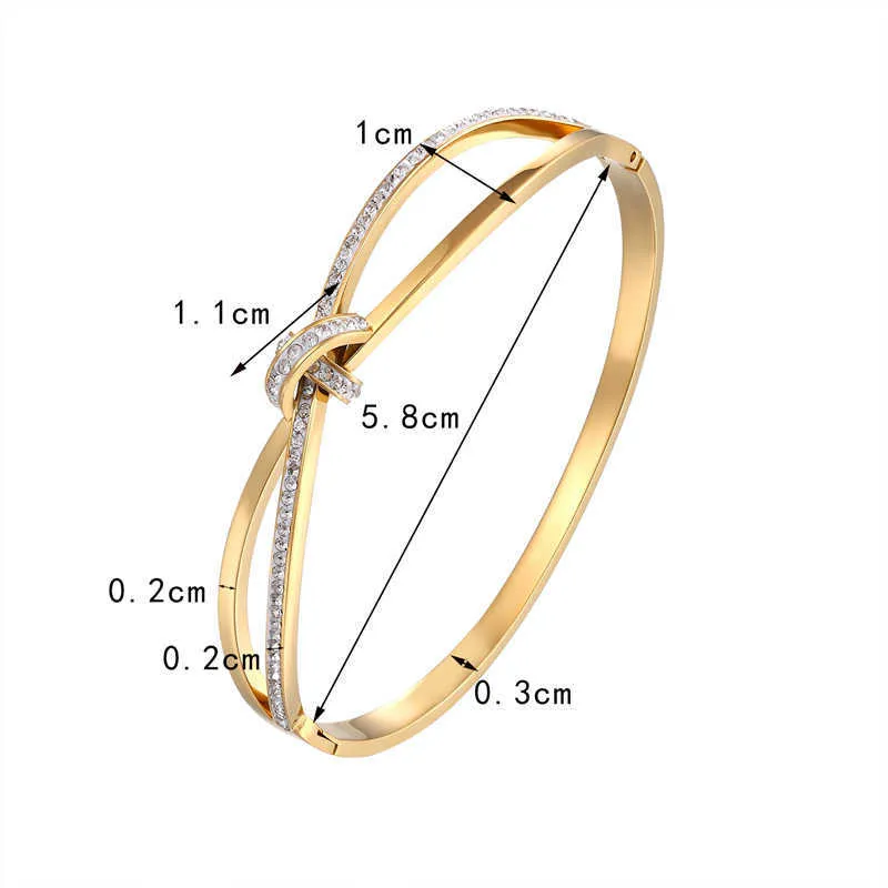 Classic Design Cross Semikircle Zircon Armband Bangle för Kvinnor Rostfritt Stål Guld Rose Silver Färg Smycken Partihandel BG34 Q0719