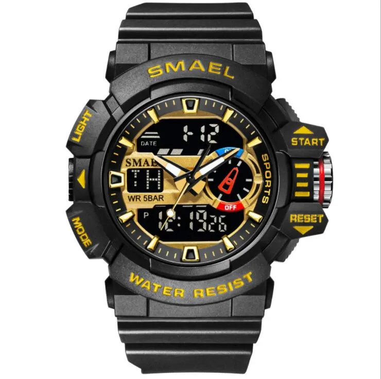 Dual-Display-Uhren SMAEL 8043 Leuchtende Sport-beiläufige Outdoor-Studenten-männliche elektronische Uhr Reloj Hombre Armbanduhr 50M Waterproo283o