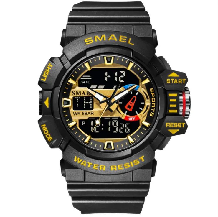 Dual Display Watches Smael 8043 Luminous Sports Casual Outdoor Student Man Electronic Watch Reloj Hombre Wristwatch 50m WaterProo293f