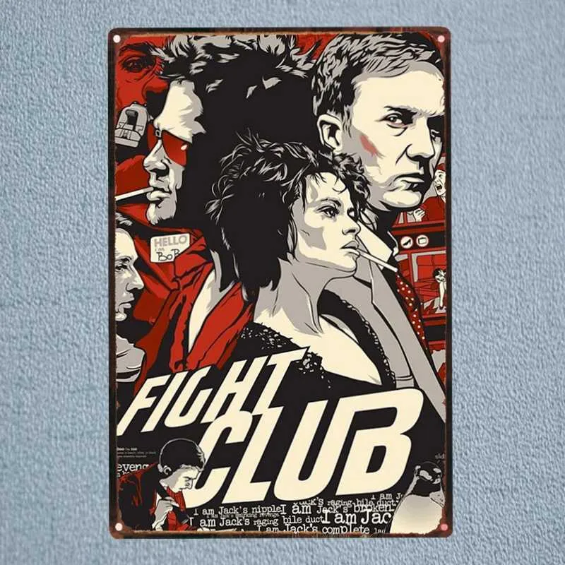 Fight Club Classic Film Tin Sign Metal Plaka Demir Boya Duvar Bar Kahve Ev Sanat Zanaat Dekor57355553