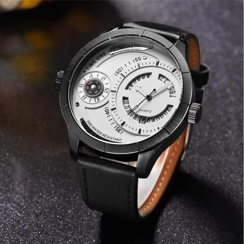 Zegarek 2021 Spersonalizowany zegarek Oulm Men Sports Waches Rose Gold Dwa strefa czasowa kalendarz kwarcowy duże zegarki Relogios Masculino253k