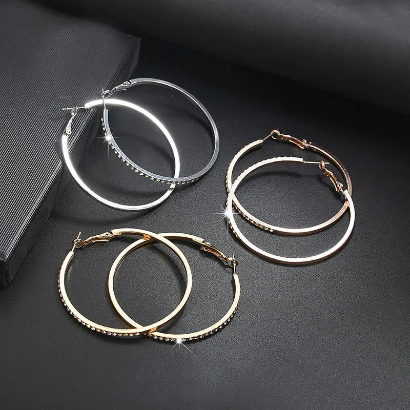 Boucles d'oreilles de mode cerceau avec ramiage Big Circle Simple Gold Color Loop pour femmes292l