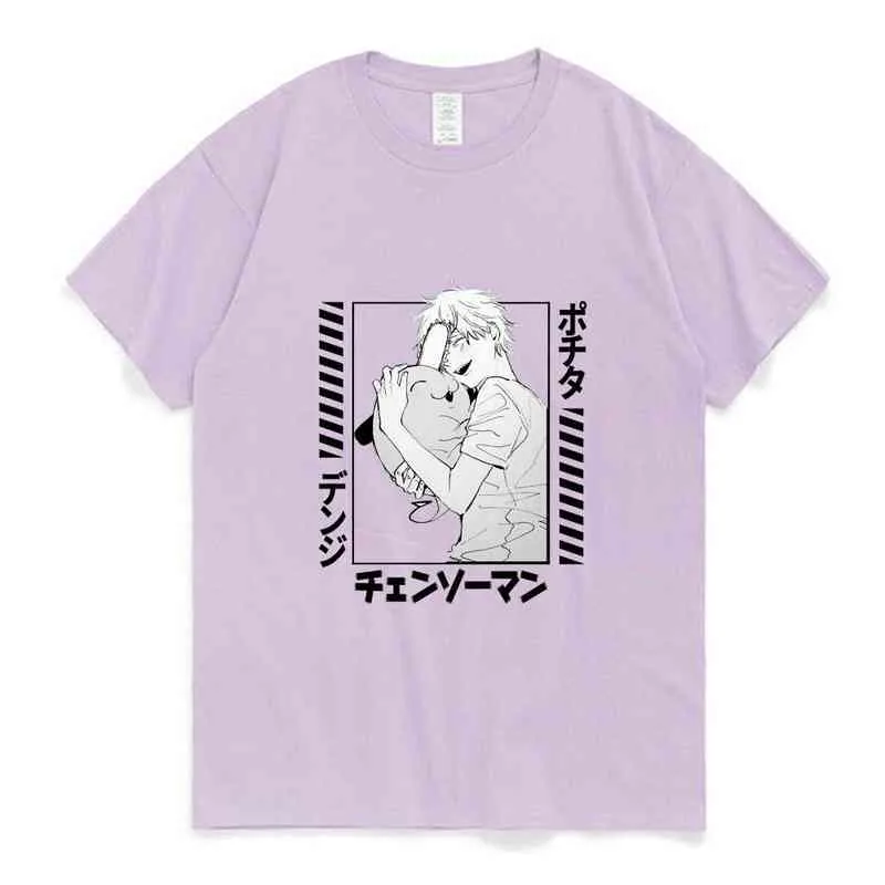 Denji Pochita Chainsaw Man Anime T-shirt Fashion Print T-Shirt Women/Men Casual Streetwear Preto Manga Curta T-shirts Tops Masculino G220223